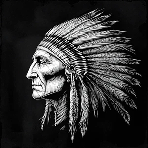 Indianer Indianer Häuptling Kopfschmuck Test Muster Profil Portrait Poster G - Bild 1 von 1