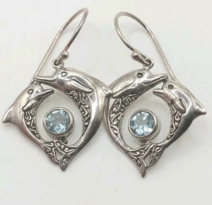 Sterling Silber 925 Delfin Ohrhänger - Bild 1 von 3