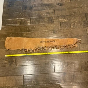 Vintage WINCHESTER Suede Leather Fringed Rife Case Sleeve Western Beautiful! - Picture 1 of 11