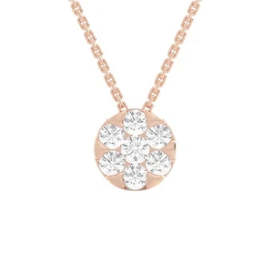 Collar Moissanita Floral Brillante 0.30ct Redondo Chapado en Oro Rosa 14k Mujer - Imagen 1 de 6