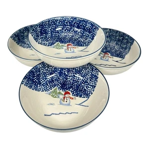THOMSON Keramik Schneemann SUPPE MÜSLISCHALE blau creme Steinzeug 6,5" - Bild 1 von 11