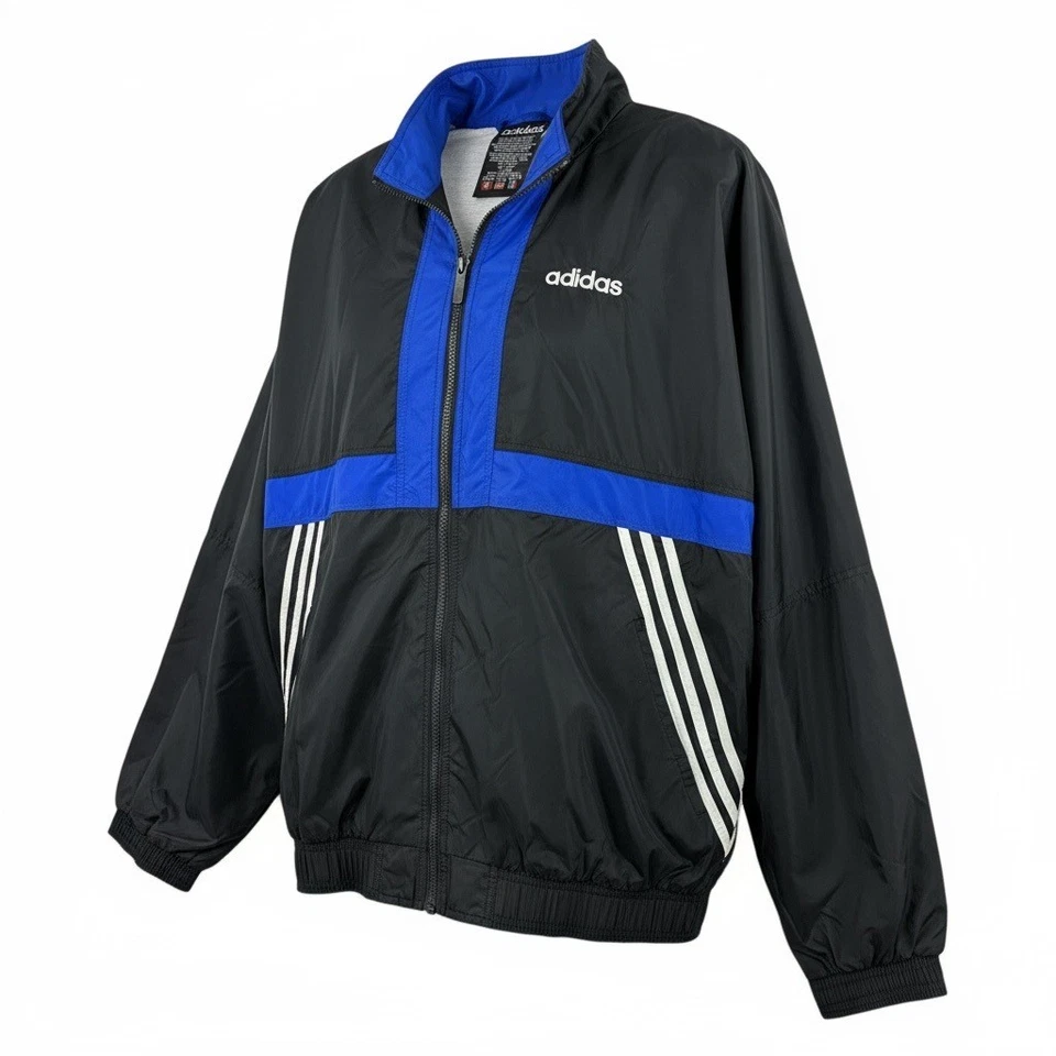ADIDAS Vintage Deadstock Windbreaker Full Zip Jacket Size XL Mens Black/Blue - Image 1 of 4