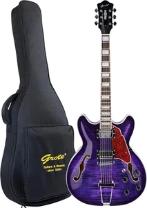 Guitarra Eléctrica Semi-Hueca GROTE Jazz Púrpura con Cordal Trapecio + Bolsa de Concierto - Imagen 1 de 12