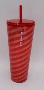 Bicchiere doppia parete Holiday Starbucks 2023 24 oz rosso/bianco canna caramelle vortice - Foto 1 di 6