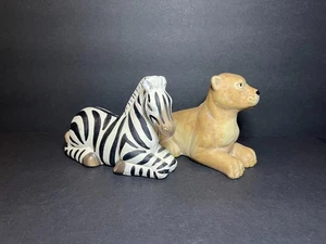 Vintage Set of 2 K's Collection Ceramic Safari Zebra & Lioness Animal Figures - Picture 1 of 8
