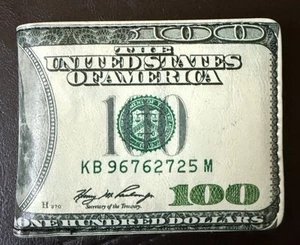 Buckle Down Men's Novelty Fashion Bi-Fold Wallet "$100 Bill" Black Green - Picture 1 of 5