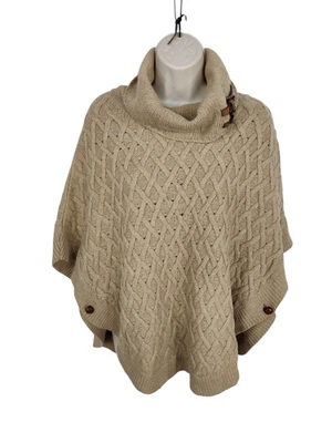 MASSIMO DUTTI MEDIUM BISCUIT JUMPER PONCHO SWEATER ROLL NECK KNIT CASUAL WOMENS - Image 1 of 4