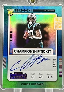 2021 Contenders Chuba Hubbard Championship Ticket Auto  2/25 SSP -Panthers - Picture 1 of 1