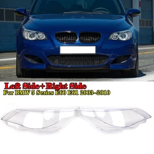 Pair Headlight Lens Light Cover Plastic For BMW 5 series 530i E60 E61 2003-2010 - Picture 1 of 6