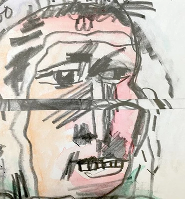 Hombre Nativo Americano - Pintura Acuarela ARTE Original con Carbón - Montaje Foto 1 de 3