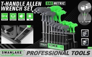 18 Pc swanlake SAE & Metric T Handle Allen Wrench Ball End Hex Key Set - Picture 1 of 8