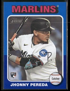 2024 Topps Heritage Johny Pereda 719 Miami Marlins Dark Blue Border RC - Bild 1 von 2