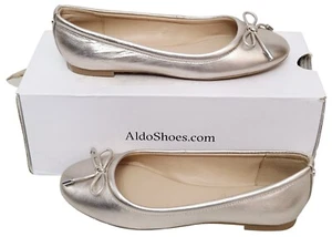 ALDO Ladies Unelamma Stunning Silver Leather Slip On Flat Shoes UK 2 MRRP £89 - Picture 1 of 7
