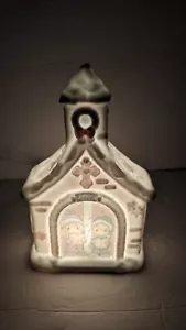 1995 Precious Moments White Ceramic Lighted CHAPEL Village Home for the Holidays - Picture 1 of 9