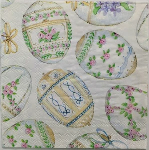 TWO Individual Paper Cocktail Decoupage Napkins - Decorated Easter Eggs 1258 - Picture 1 of 2