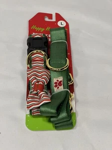 NEU Happy Holidays Haustier Hundehalsband & Leine Größe Large 21-28 Zoll Leine 4 Fuß - Bild 1 von 2