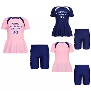 Kids Girls Beachwear Holiday Swimwear Bathers Swimsuit Boyshorts Rash Guard - Picture 1 of 28