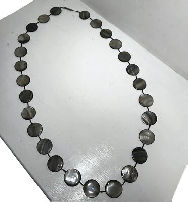 Chan Luu Abalone Discs-Black Beads Long Large Necklace - Image 1 of 4