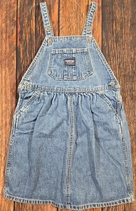 Oshkosh Denim Bib Jumper Dress One Piece Blue Cotton Adjustable Straps Girl's 6X - Picture 1 of 7