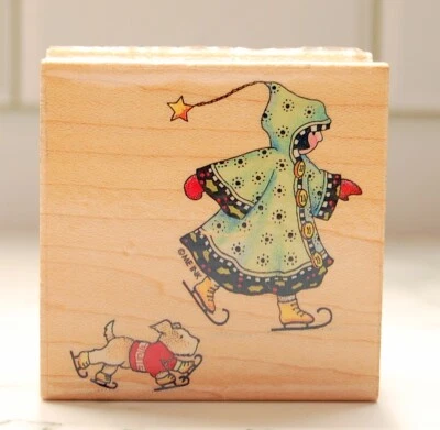 Sello de goma para patinaje de invierno All Night Media niña perro por Mary Engelbreit 832F Foto 1 de 3