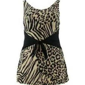 Vestido de baño Denim & Co. de playa cuello en V con cintura cinch - Imagen 1 de 3