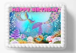 Mermaid Mermaids Tails Edible Image Personalize Edible Birthday Cake Topper - Picture 1 of 1