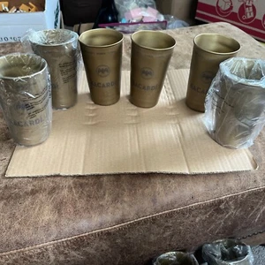 Set of 6 - Bacardi Cuba Libre Gold Aluminum Cups, Rum, Bat Logo New. - Picture 1 of 8