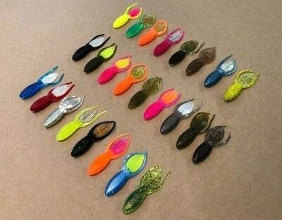 Paquete de 50 señuelos de pesca cola de castor mierda de 2", elige color, criatura Panfish EE. UU. Foto 1 de 3