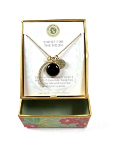 18 Kt Vergoldet Halskette Naturstein & Kristalle auf 3 Charms, 17" Verstellbar - Bild 1 von 3