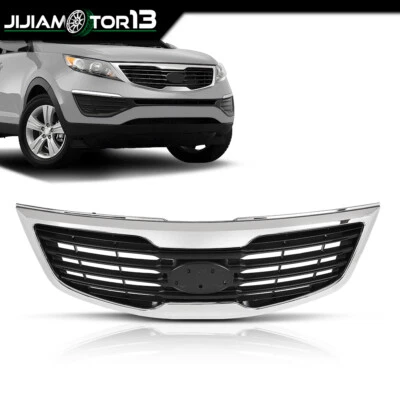 Carcasa cromada apta para Kia Sportage 2011-2012 con rejilla de plástico gris insertada Foto 1 de 4