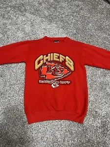 Vintage Kansas City Chiefs Boys Size L 14/16 Red Pro Player Crewneck  - Picture 1 of 6