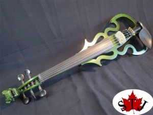 Violino elettrico in legno massello marca SONG drago intagliato rotolo verde 5 corde 4/4 - Foto 1 di 1