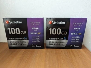 Lot of 2 Verbatim M-DISC BD-R XL 5 Disc 100GB Single Side 3 Layer 2-4x - Picture 1 of 16