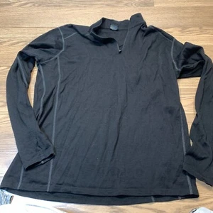Kuhl Herren XL schwarz 100% Merinowolle 1/4 Zip Pullover Sweater Daumenlöcher Basis - Bild 1 von 9