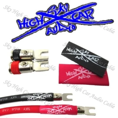 Pair of Sky High Car Audio 4ga Spade Amp Inputs w/ Heat shrink - Image 1 of 4