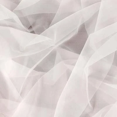 French Off White Stretch Tulle Fabric Soft Elastic Tulle Lining Fabric By 1 Yard - Image 1 of 4