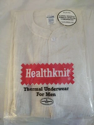 DE COLECCIÓN HEALTHKNIT Para Hombres M 38-40 Traje Térmico Uniones Ropa Interior Off-White EE. UU. NOS Foto 1 de 4