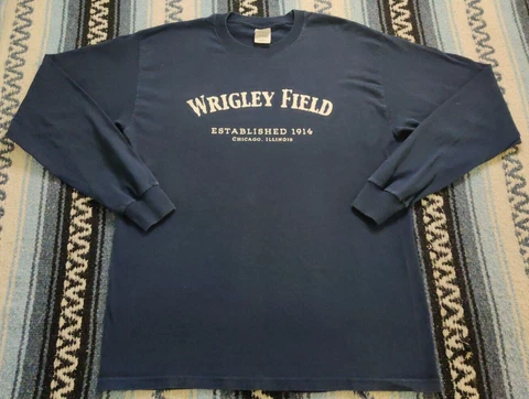 Vintage Y2K Wrigley Field Chicago Cubs Long Sleeve Navy Blue T Shirt Size Large Cover