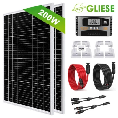 200W Wohnmobil Set Solaranlage Komplettpaket Solarmodul Mit Montage PV Halterung - Bild 1 von 4