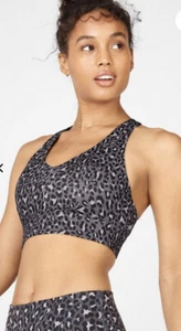 Women's Fabletics On-the-go (mila) medium impact Sports Bra XXL black animal - Picture 1 of 3