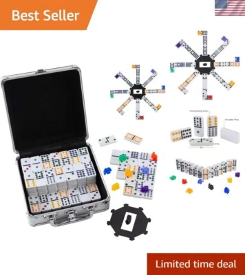 Complete Double 12 Domino Game Set - 91 Durable Tiles & Colorful Train Pieces - Image 1 of 4