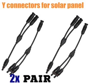 Y Branch Solar Panel Connectors Plug Electrical Adapter Wire Coupler -2 Pairs - Picture 1 of 1