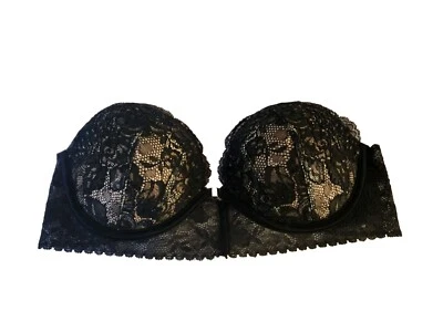 Бюстгальтер Victoria's Secret 34B RN 70817 Dream Angels без бретелек черный кружевной сексуальная вечеринка - Изображение 1 из 4