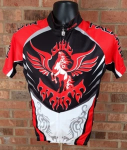 Paladin Cycling Jersey Mens Large All Over Print Winged Horse Red Black - Picture 1 of 4