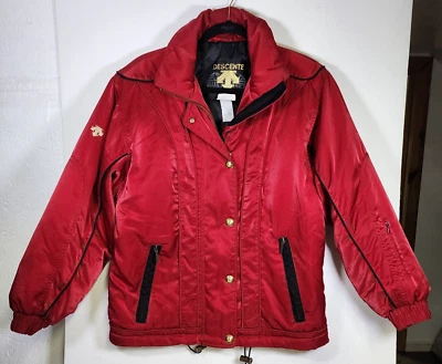 Vtg. Descente Ski Jacket Coat Women's Metallic Red Size 6 Gold Accents Hooded - Image 1 of 4