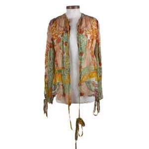 JEAN PAUL GAULTIER MULTICOLOR SILK LONG SLEEVE BLOUSE sz 10 - Picture 1 of 8