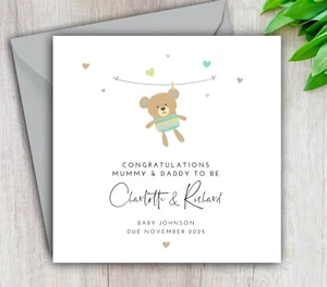 Mummy & Daddy To Be Card, Parents To Be, Pregnancy Congratulations, Personalised - Picture 1 of 2