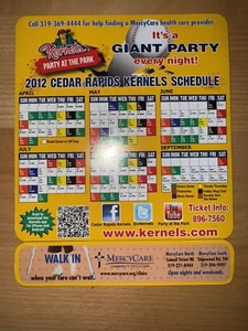 2012 CEDAR RAPIDS KERNELS LOS ANGELES ANGELS ZEITPLAN MAGNET - MERCY CARE - Bild 1 von 1