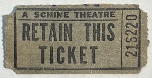 Vintage Movie Ticket Schine Theatre Stub Admission 1950's Auburn New York - Picture 1 of 3