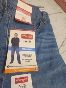 Wrangler Boys Jeans Five Star Premium straight Fit Flex Size 12 Regular New - Picture 1 of 4